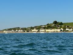 On the ferry back to Appledore - looking back towards our dinner spot at The Boathouse, Instow